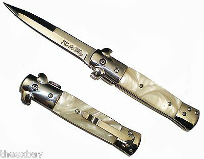 9" Pearl Handle Blade Michael Corleone Godfather Pocket Knife Switch Assisted