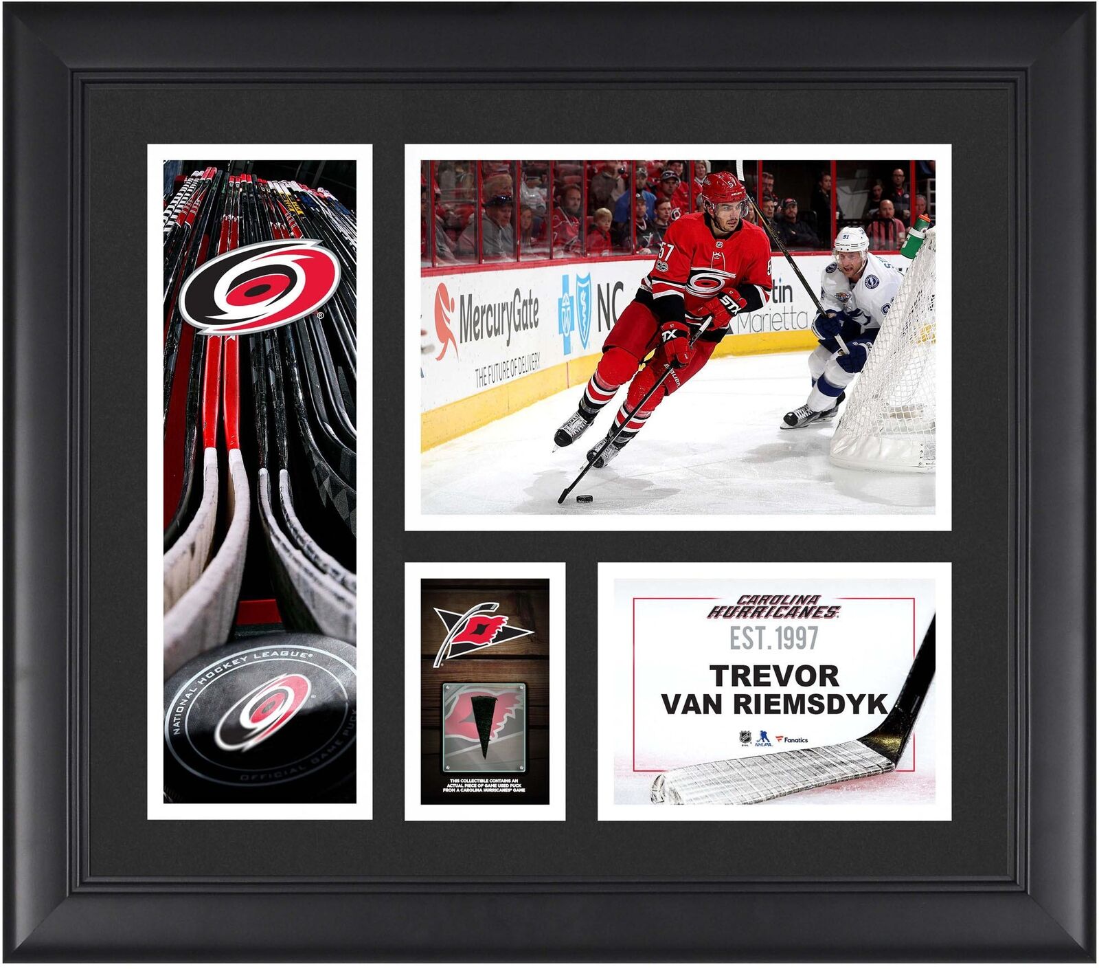 Martin Necas Hurricanes Framed 15x17 Player Collage With Piece Of Game-used Puck
